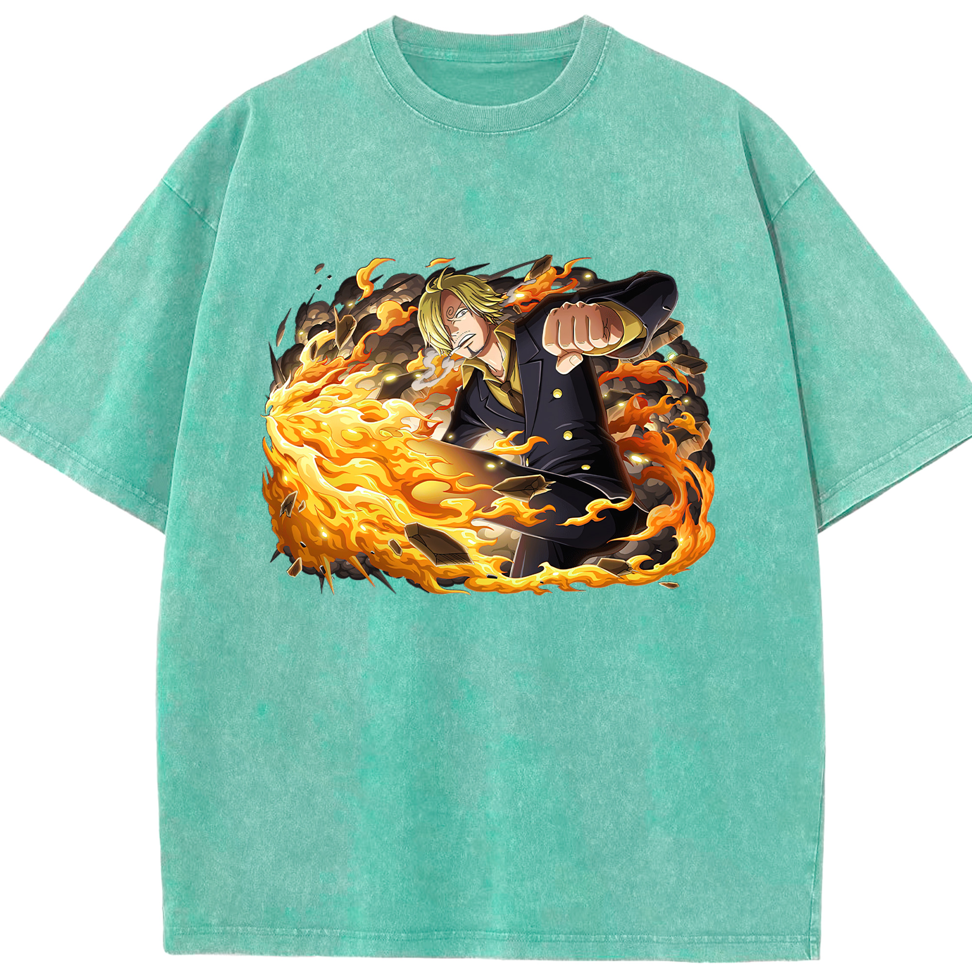 （画像用） ワンピース サンジ ONE PIECE Sanji 綿100% ヴィンテージ風 半袖Tシャツ（フロントプリント）